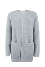 R&B | Cardigan Lange Offene Front Gestrickte Textur Weiche Gerippte Kanten mit Taschen