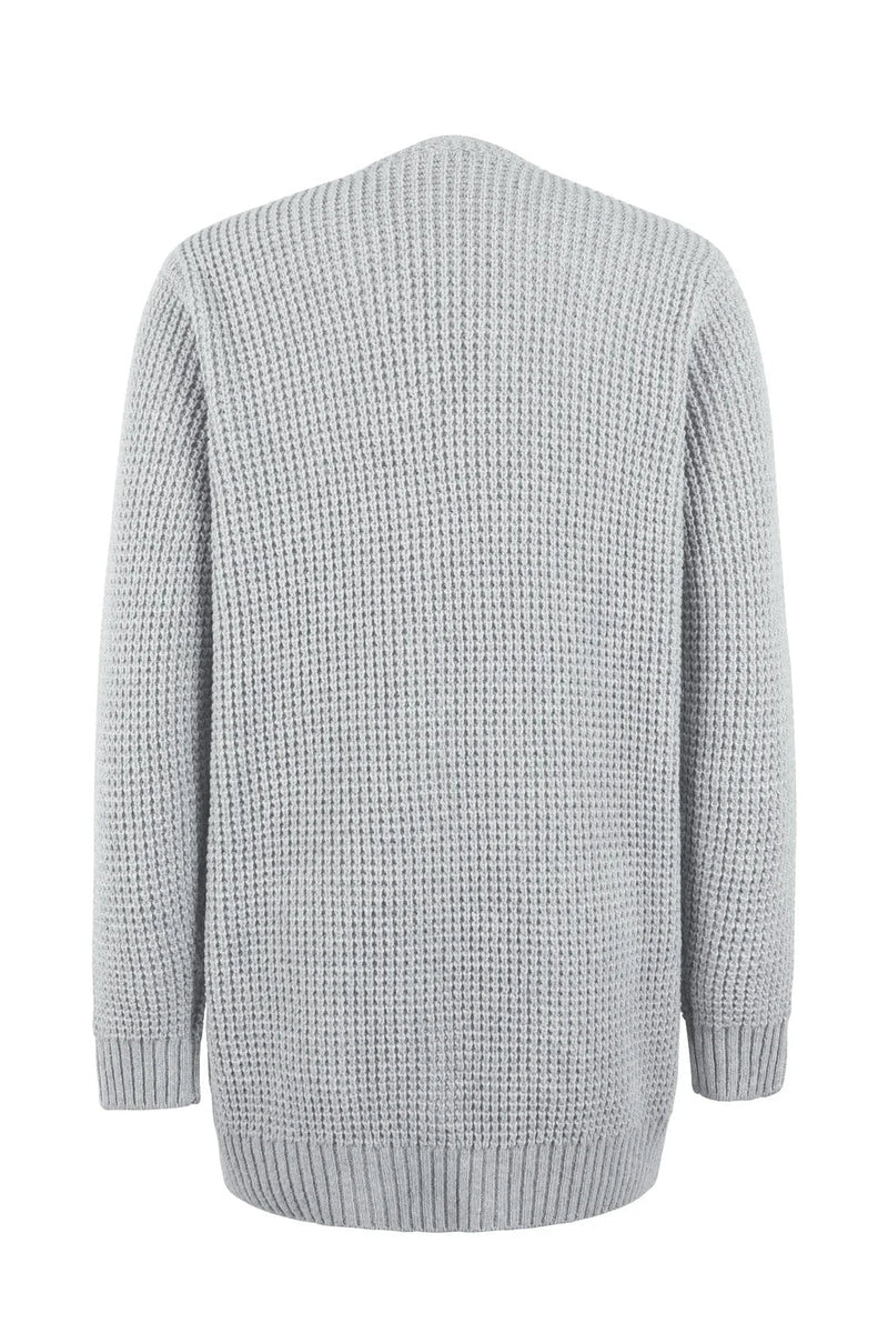 R&B | Cardigan Lange Offene Front Gestrickte Textur Weiche Gerippte Kanten mit Taschen