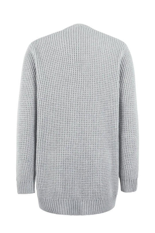 R&B | Cardigan Lange Offene Front Gestrickte Textur Weiche Gerippte Kanten mit Taschen
