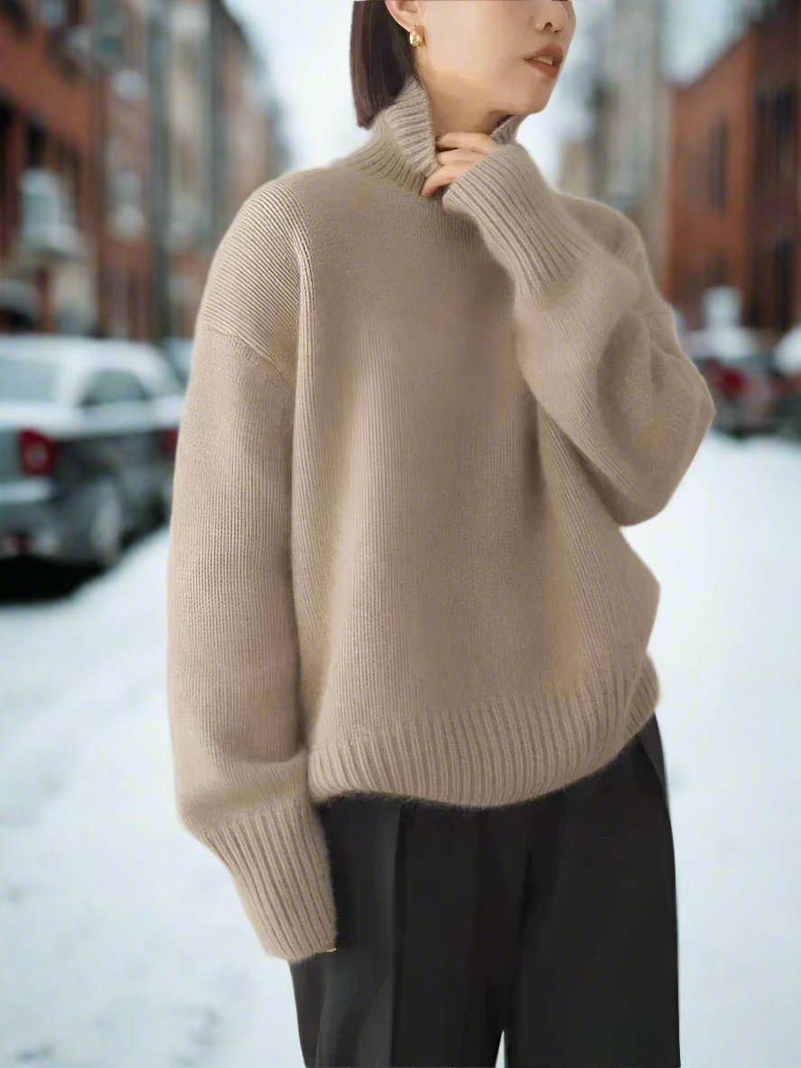 R&B | Rollkragenpullover Weiches Strickmaterial Oversized Passform Lange Ärmel