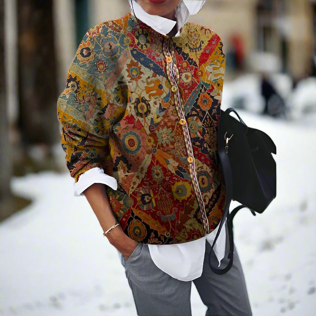 R&B | Baumwoll-Patchwork-Hemdjacke Hüftlanges Hemdjacke