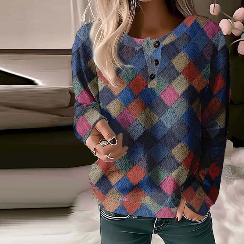 R&B | Vintage Karierter Damenpullover