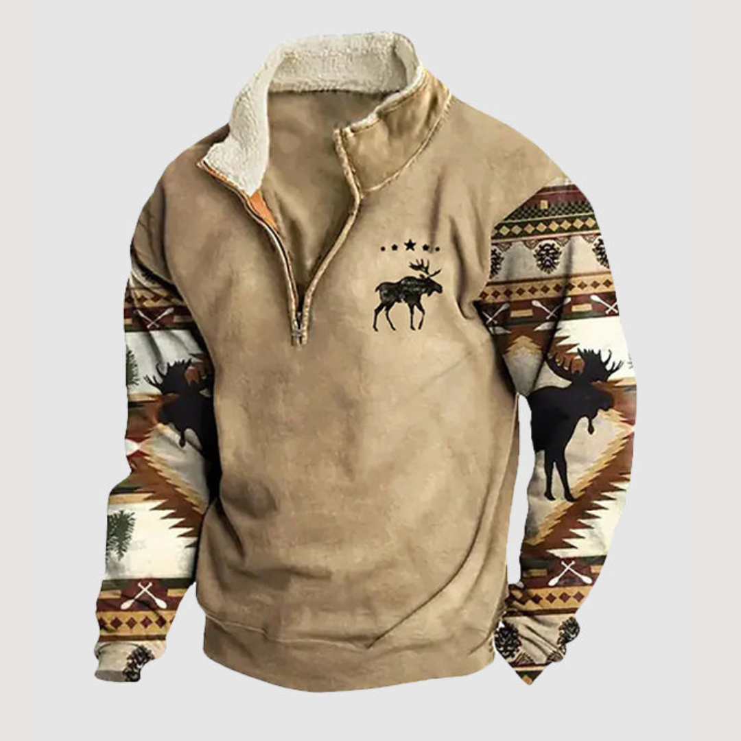 R&B | Vintage Winterpullover mit Reißverschluss für Herren