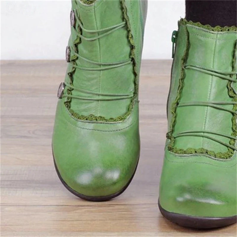 R&B | Damen Viktorianische Schnür-Stiefeletten mit Spitzenbesatz