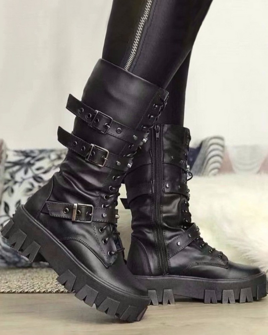 R&BMode | Stiefel Mit Reißverschluss Und Schnallen