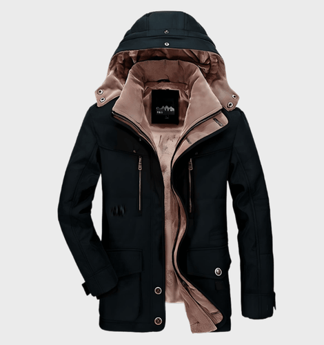 R&B | Warme Herren Winterjacke mit Kapuze