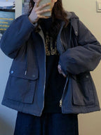 R&B | Warme Oversized Damenjacke mit Kapuze - Fleece Parka