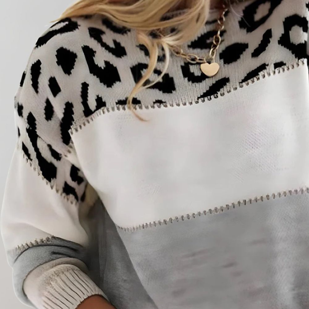 R&B | Warmer Pantherdruck Damenpullover