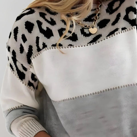 R&B | Warmer Pantherdruck Damenpullover