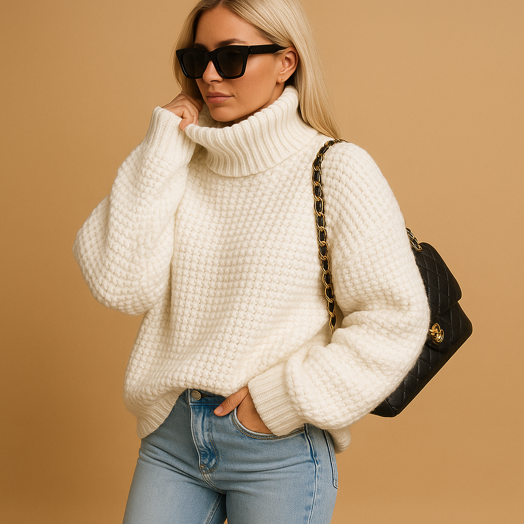 R&B | Eleganten Strick Damen Rollkragenpullover