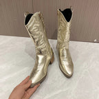 Weiche Warme Glitzer Western Reißverschluss Stiefel R&B