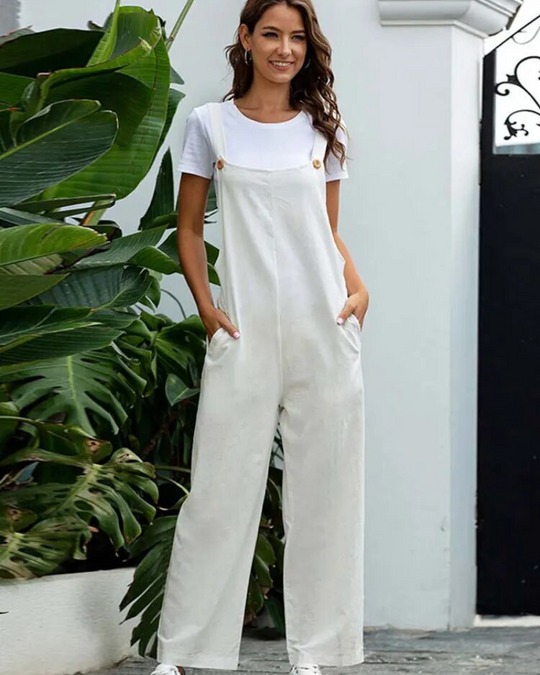 R&B | Weiß Latzhose Damen Lässig