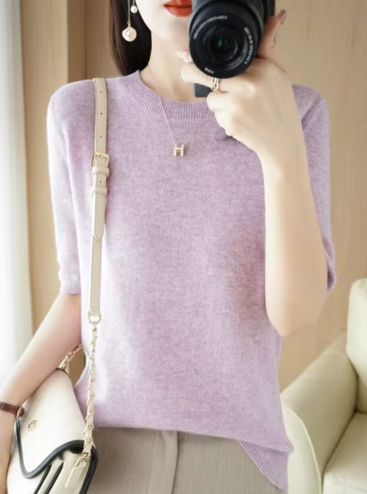 Heidi-Mode | Kurzärmliger Wollpullover