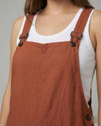 R&B | Weite-Leg-Overall Damen mit verstellbarer Schnalle und Tasche aus Baumwolle