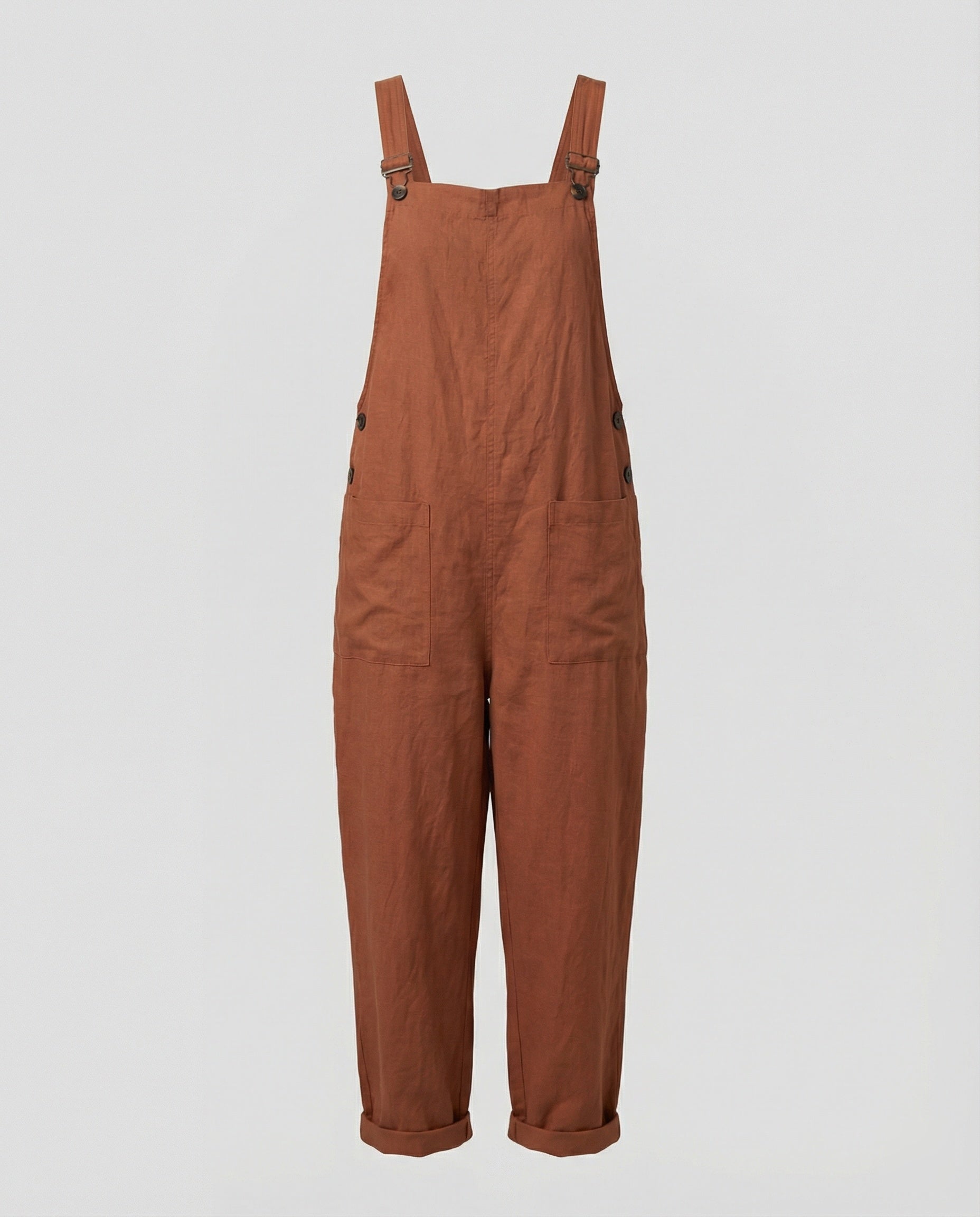 R&B | Weite-Leg-Overall Damen mit verstellbarer Schnalle und Tasche aus Baumwolle