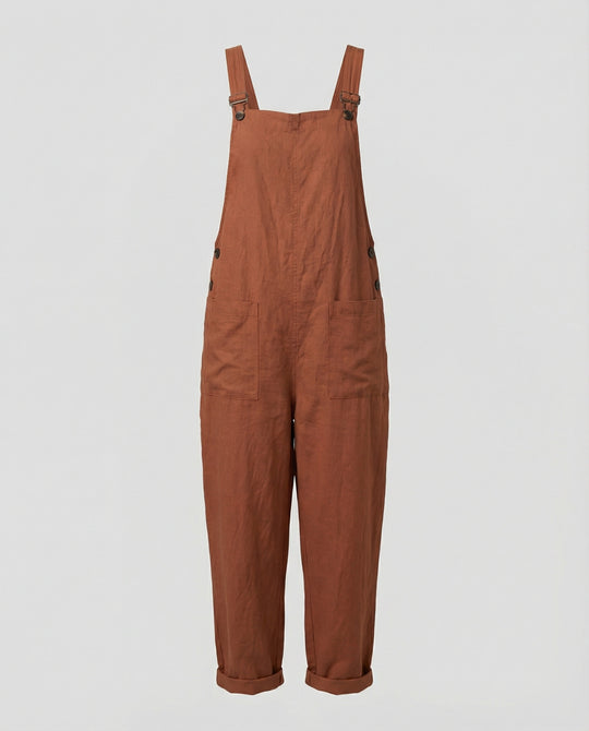 R&B | Weite-Leg-Overall Damen mit verstellbarer Schnalle und Tasche aus Baumwolle