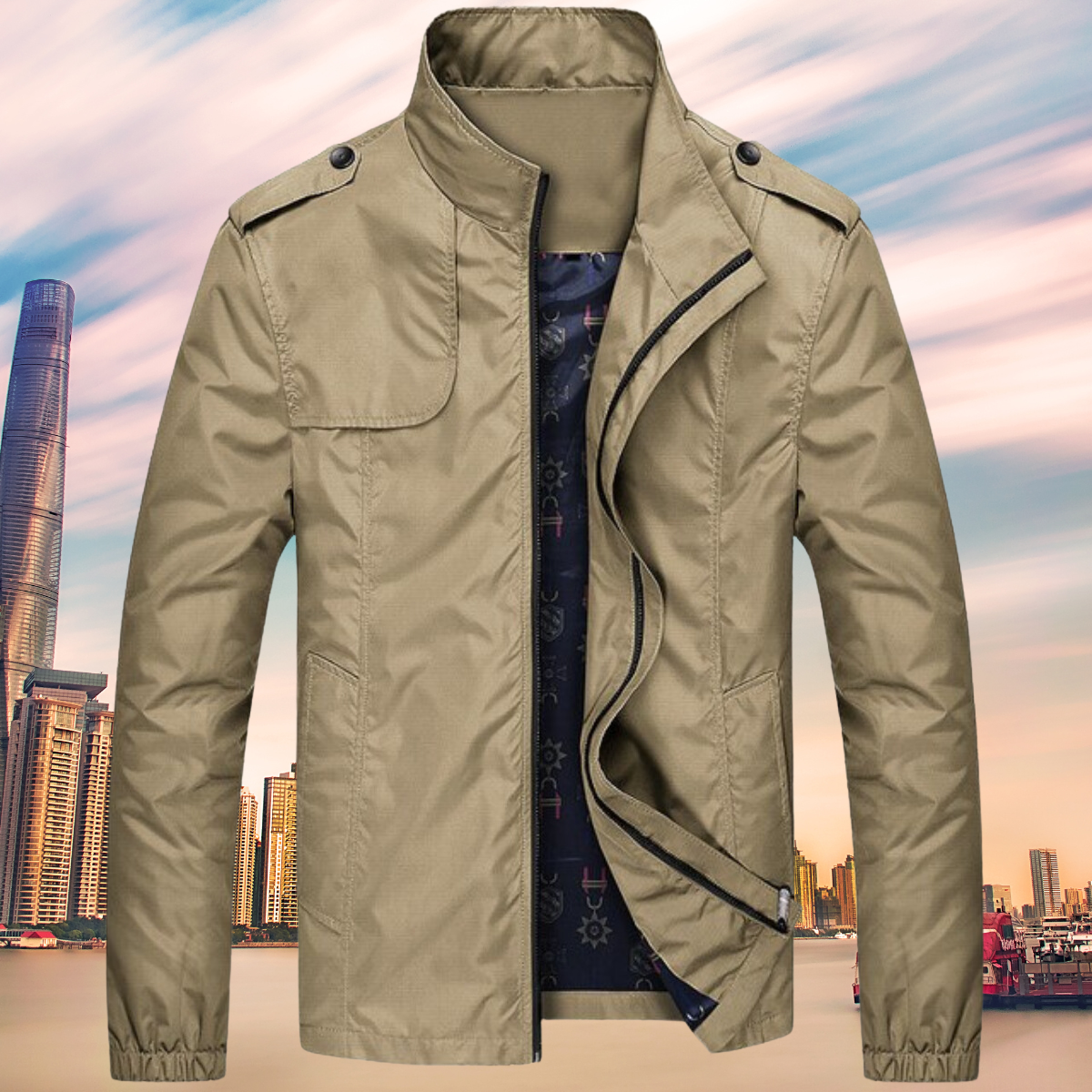 R&B | Winddichte Herrenjacke mit Kragen