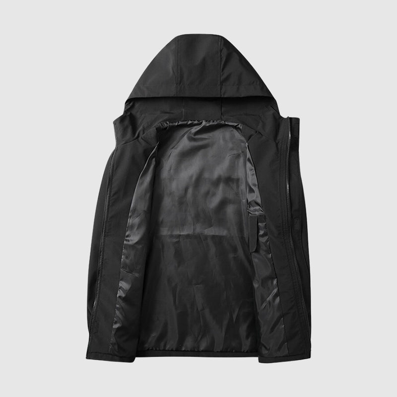 R&B | Winddichte Männerjacke mit Kapuze und Reißverschlüssen