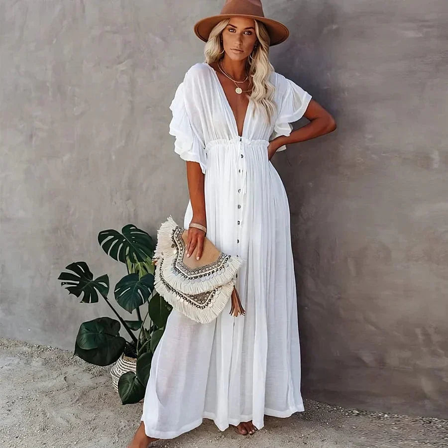 R&B | Weiße Lange Strandkleid