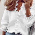 R&B | V-Ausschnitt Bluse mit Rüschen