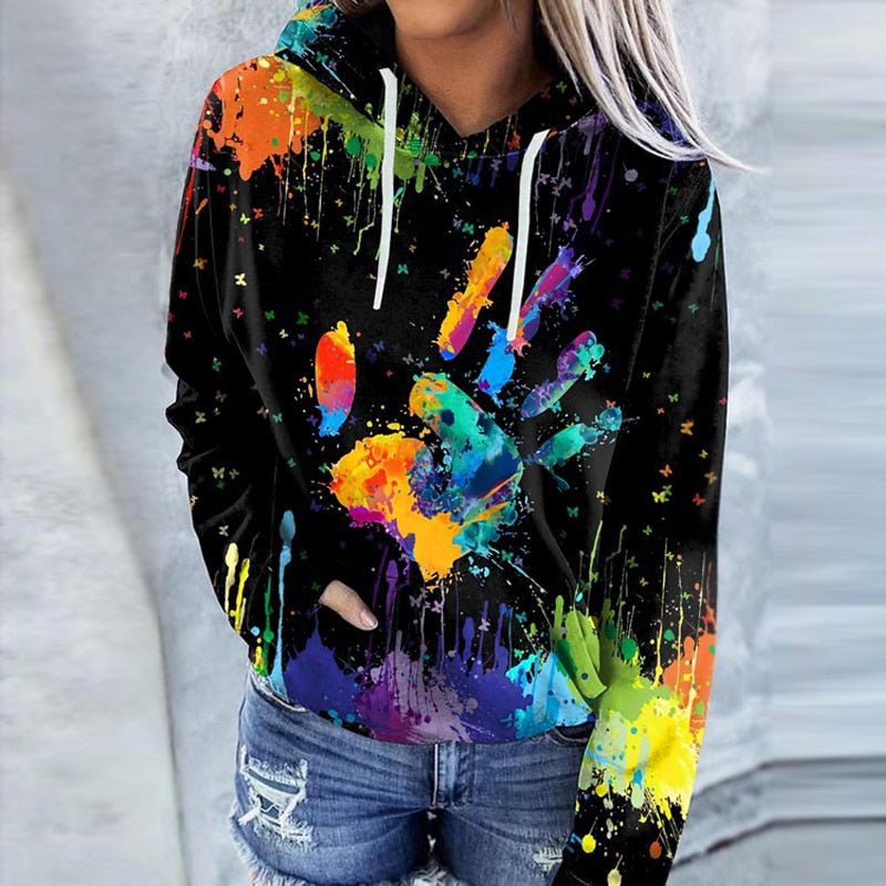 R&B | Hoodie Relaxed Fit Künstlerischer Druck Weiche Baumwolle Tasche