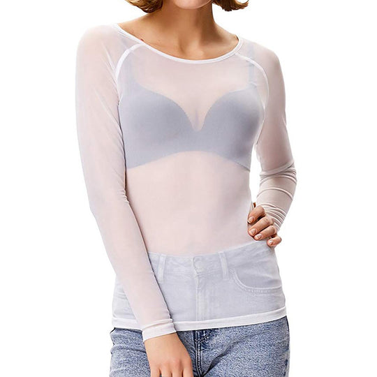 R&B | Transparente Mesh Langarm Top für Damen