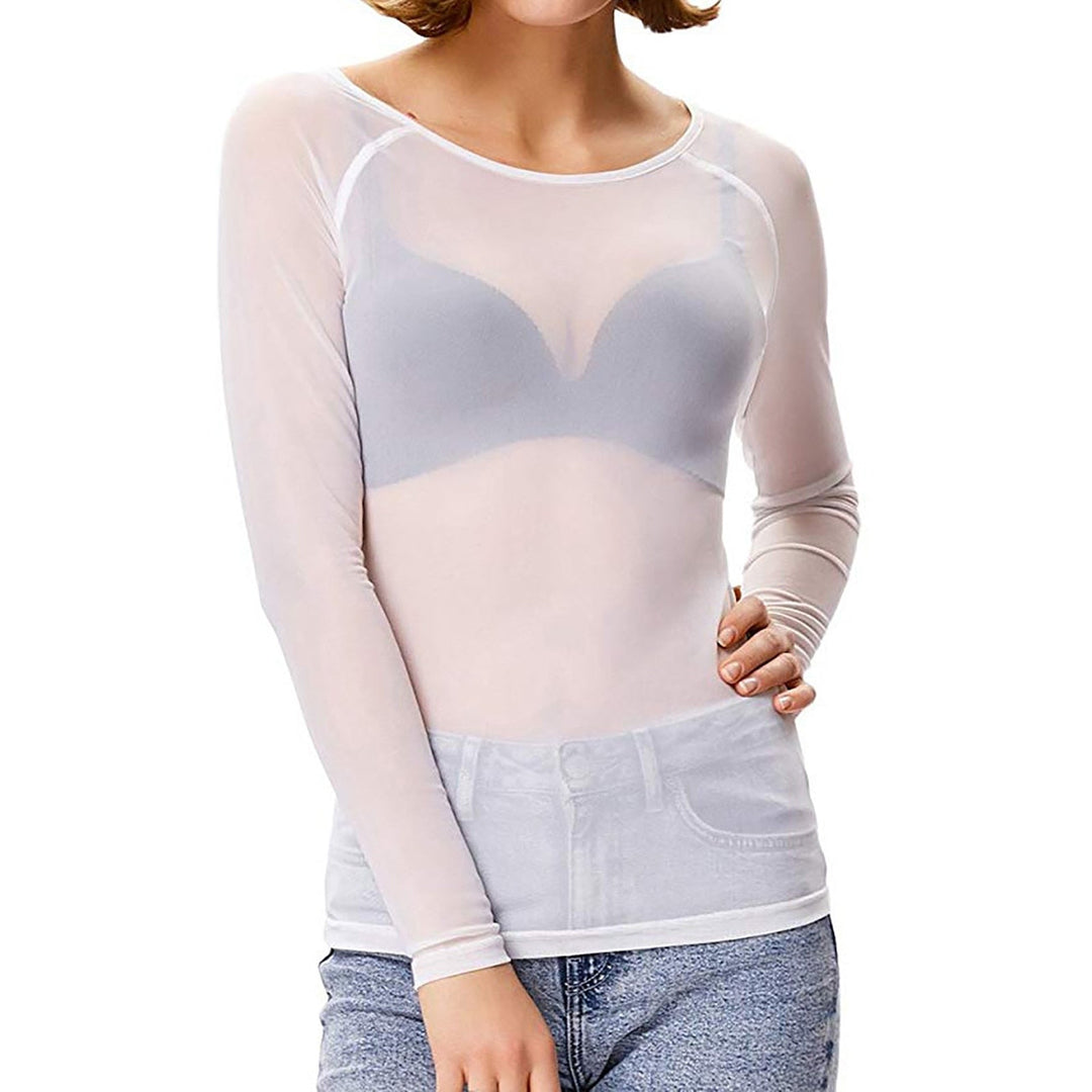 R&B | Transparentes Mesh Langarmtop für Damen