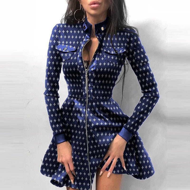 R&B | Leder-Reißverschluss Minikleid