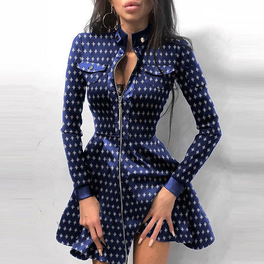 R&B | Leder-Reißverschluss Minikleid
