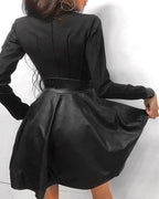 R&B | Leder-Reißverschluss Minikleid