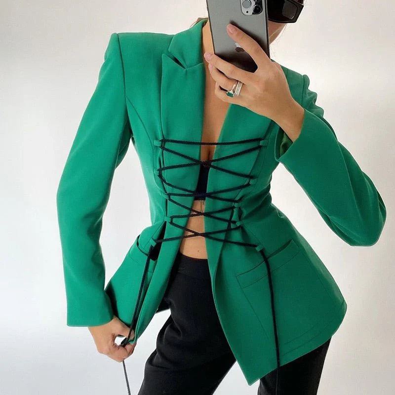 R&B | Schnürblazer Armeltaschen Dünner Mantel