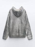 R&B | Schicker Damen Kapuzenpullover mit Metallic Rippbesatz und Folie