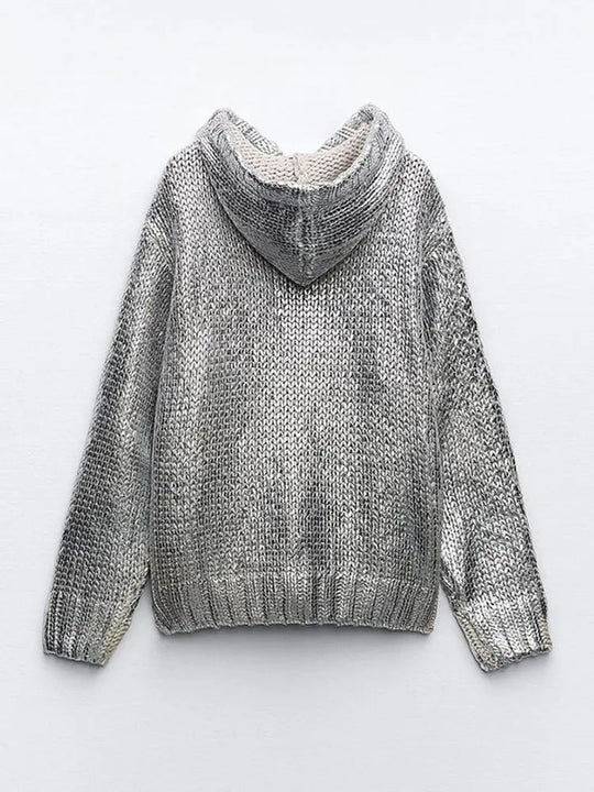 R&B | Schicker Damen Kapuzenpullover mit Metallic Rippbesatz und Folie
