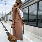 R&B | Langer Mantel Wollmischung Klassischer Schnitt Einreiher mit Seitlichen Taschen