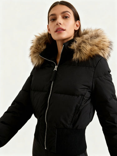 Damen Gesteppt Winterjacke mit Warm & Abnehmbarer Kapuze | R&B