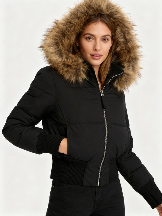 Damen Gesteppt Winterjacke mit Warm & Abnehmbarer Kapuze | R&B