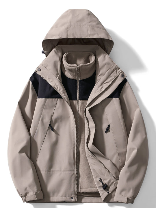 R&B | 3-in-1 Fleece-Winterjacke mit Kapuze für Damen