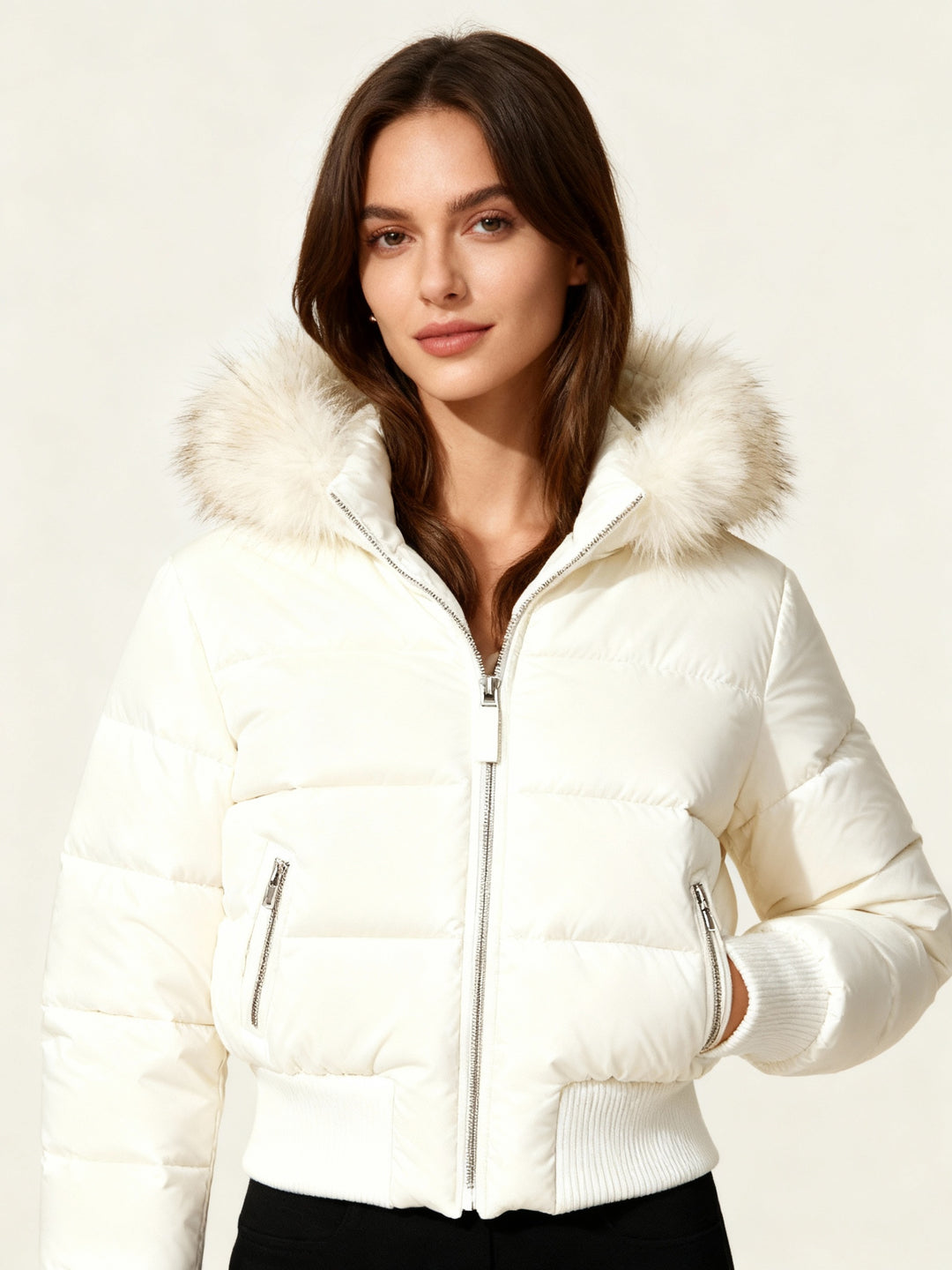 Damen Gesteppt Winterjacke mit Warm & Abnehmbarer Kapuze | R&B