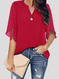 R&B | Frauen Blusen Lässig V-Ausschnitt Kurzarm Chiffon Bluse