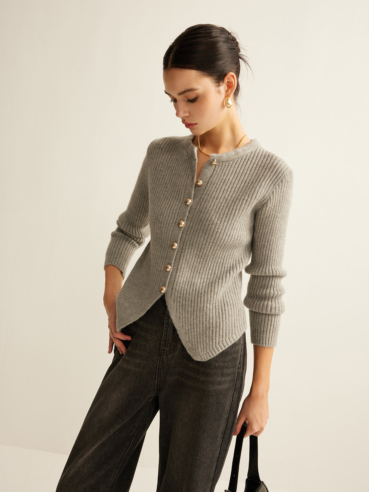 R&B | Damen Knopf-Oben Pullover