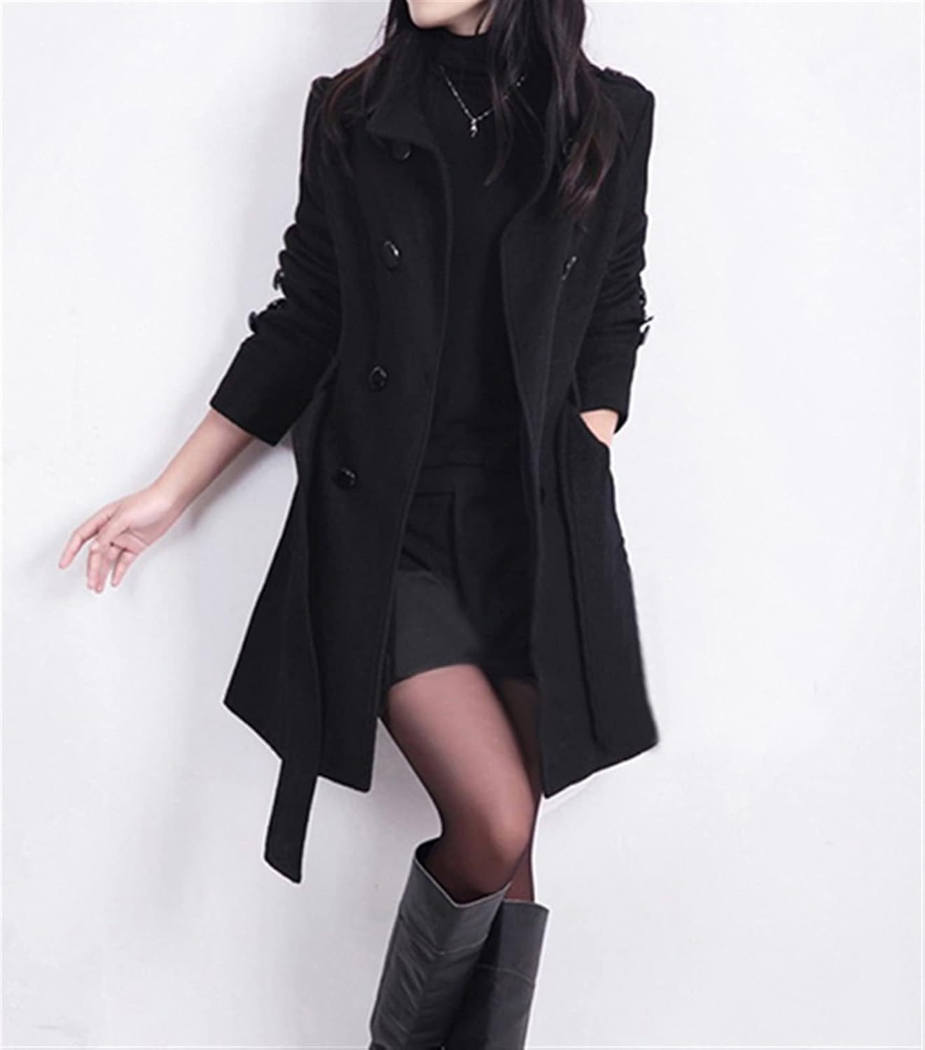 R&B | Damen Schicker Langer Gurtmantel für Herbst Eleganz