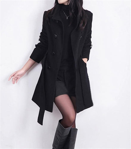 R&B | Damen Schicker Langer Gurtmantel für Herbst Eleganz