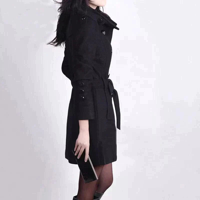 R&B | Damen Schicker Langer Gurtmantel für Herbst Eleganz