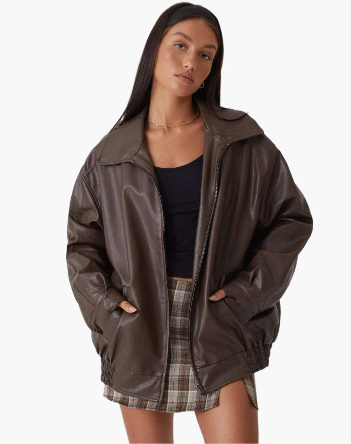 R&B | Oversize Kunstlederjacke - Modischer Streetstyle-Look für Freizeit & Alltag