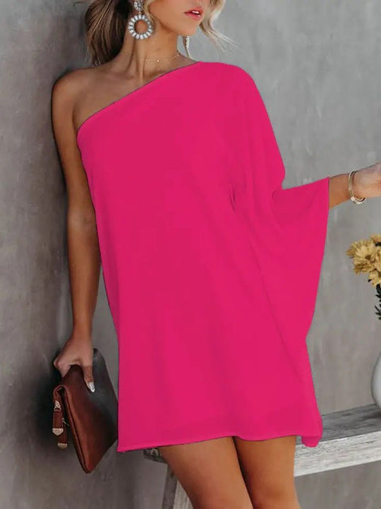 R&B | Frauen Kleider Gradient Ein Schulter Lässig Kleid