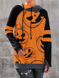R&B| Damen Halloween Druck Kontrast Raglan Ärmel Top