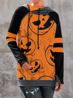 R&B| Damen Halloween Druck Kontrast Raglan Ärmel Top