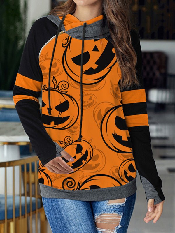 R&B| Damen Halloween Druck Kontrast Raglan Ärmel Top