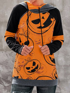 R&B| Damen Halloween Druck Kontrast Raglan Ärmel Top
