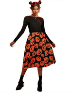 R&B| Damen Halloween Druck Schwingkleid